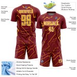 Gold-White Custom Sports Soccer Uniform Crimson Jersey Sublimation Lightning