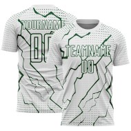Custom Sublimation Soccer Jersey Lightning Sports Green White Uniform
