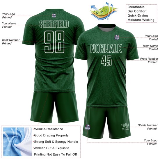 Sports Uniform Geometric White Sublimation Shape Custom Jersey Soccer Green
